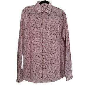 Schostal Roma Pink Cotton Leaves Print Button Down